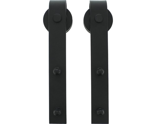 Deux ferrures de porte coulissante noires
