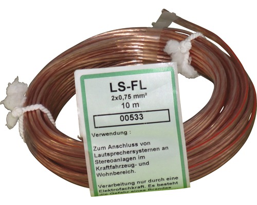 Lautsprecherkabel 2 x 0,75 mm², 10 Meter Ring