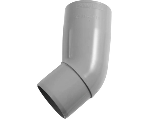 Coude pour tuyau de descente plastique rond Marley 45° gris fenêtre RAL 7040 DN 53 mm Coude de tuyau en plastique avec un angle