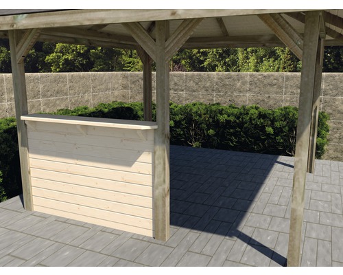 Entrée de comptoir weka pour tonnelle 294x294 cm naturelle Bar en bois avec comptoir dans un pavillon de jardin