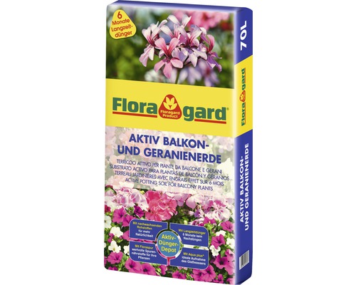 Terreau pour plantes de balcon & géraniums Aktiv Floragard 70 L Terreau pour plantes de balcon & géraniums Aktiv Floragard 70 L