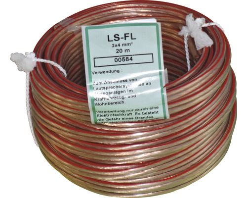 Lautsprecherkabel Rolle 2x4 mm, 20 Meter