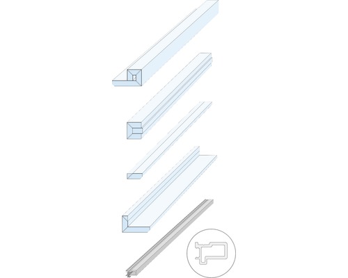 Kit de porte coulissante système galandage pour porte épaisseur 35-45 mm  longueur rail 2 m charge max. 75 Kg aluminium coffrage MDF inclus