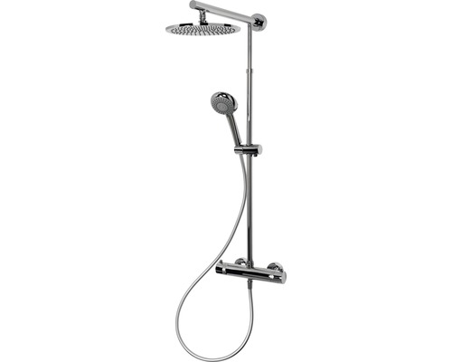 Colonne de douche avec thermostat Schulte Classic plus pomme haute extra plate rond chrome D964031 02