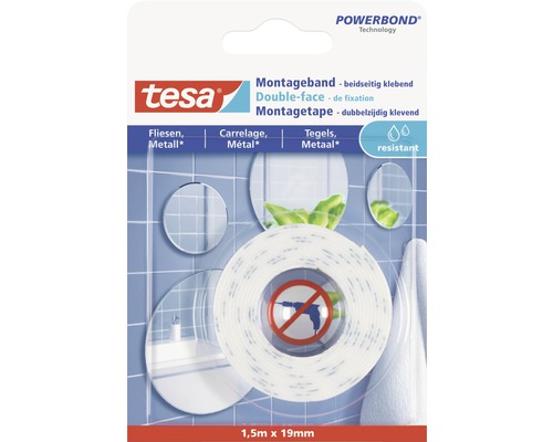 Tesa Powerbond Montageband doppelseitig klebend 1,5 Meter mal 19 Millimeter