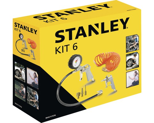 Stanley Kit 6 im gelben Karton, bestehend aus Reifenfüller, Ausblaspistole und Spiralschlauch
