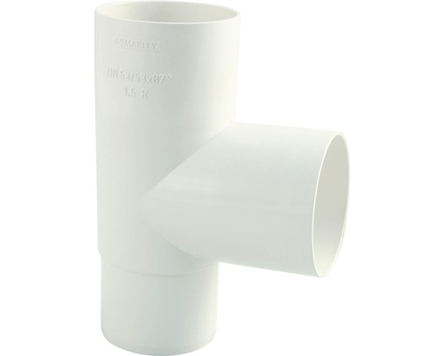 Embranchement de tuyau plastique Marley rond 87 degrés blanc signalisation RAL 9016 DN 53/53 mm