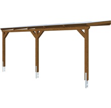 Carport simple SKAN HOLZ Vogtland avec ancrages pour poteaux 300x541 cm noyer
