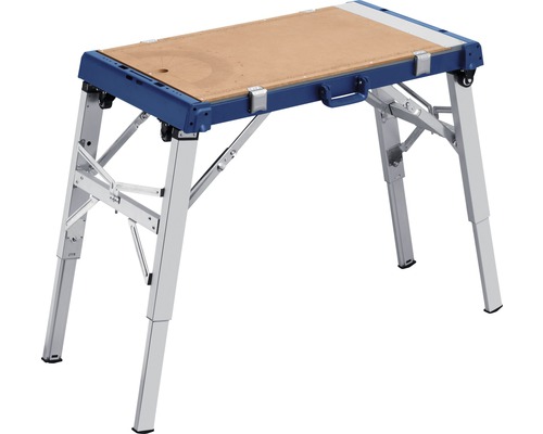 Établi pliant avec plateau en bois et pieds réglables