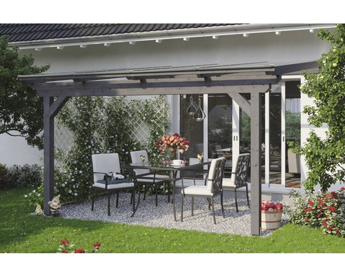 Toiture pour terrasses Skanholz Ancona 434 x 250 cm, gris ardoise