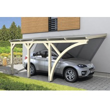 Carport simple SKAN HOLZ Eifel avec 1 arche d'entrée, ancrage pour poteaux 300 x 541 cm nature