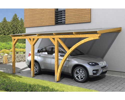 Einzelcarport SKAN HOLZ Eifel inkl. 1 Einfahrtsbogen, Pfostenanker 300 x 541 cm eiche hell