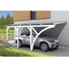 Carport simple SKAN HOLZ Eifel avec 1 arche d'entrée, ancrage pour poteaux 300 x 541 cm blanc