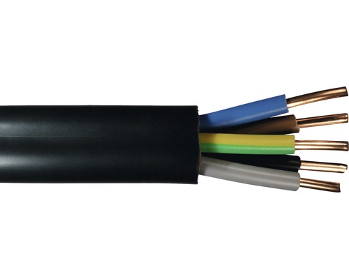 Câble souterrain NYY-J 5x4,0 mm² noir au mètre Câble électrique à cinq conducteurs