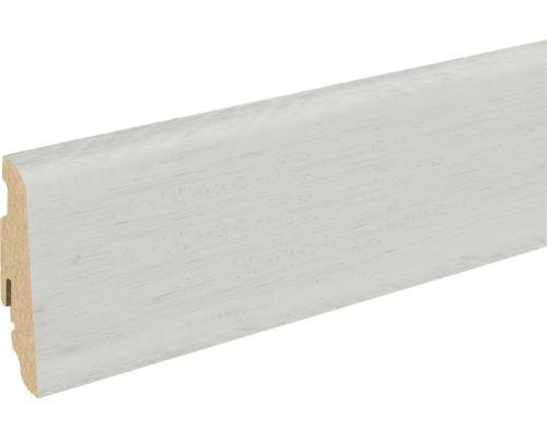 SKANDOR Sockelleiste Eiche weiß FOEI14D FU060L 19 x 58 x 2400 mm Sockelleiste aus Holz mit Maserung