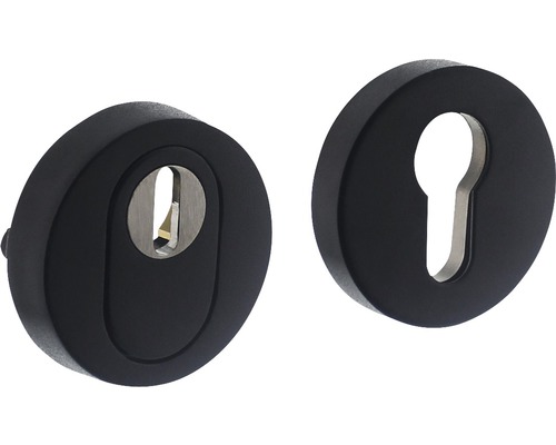 Rosace de sécurité ronde acier inoxydable noir anti-effraction pour cylindre profilé Ø 55 mm 1 paire