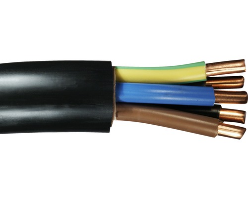 Câble souterrain NYY-J 5x16 mm² noir au mètre Câble électrique à cinq conducteurs