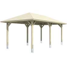 Carport simple SKAN HOLZ Taunus avec ancrages pour poteaux 374x656 cm naturel