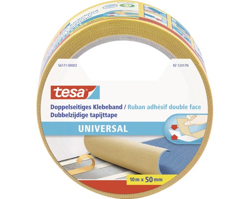 tesa doppelseitiges Klebeband Universal gelb 10m x 50mm Tesa Universal doppelseitiges Klebeband, 10 Meter x 50 Millimeter