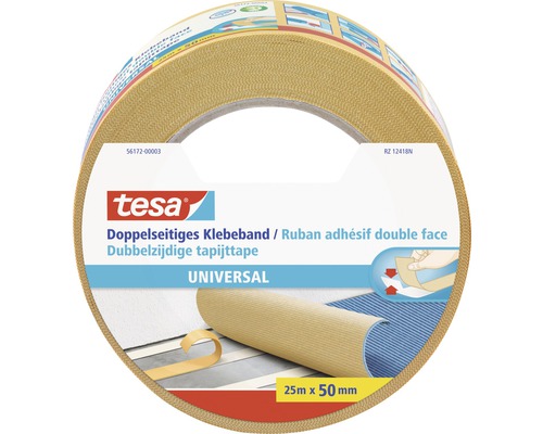 Ruban adhésif double face universel tesa jaune 25m x 50mm Tesa ruban adhésif double face universel 25 mètres sur 50 millimètres