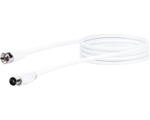 Câble de raccordement Sat/antenne (75 dB) fiche F/fiche IEC 1.5 m blanc Schwaiger KVCK161532