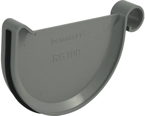 Fond de gouttière Marley plastique semi-circulaire gris fenêtre RAL 7040 DN 125 mm
