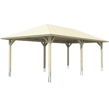 Carport simple SKAN HOLZ Taunus avec ancrages pour poteaux 439x786 cm naturel