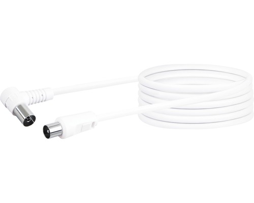 Câble d''antenne blanc avec fiche coudée