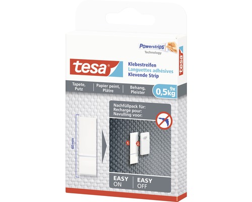 Tesa Powerstrips Recharges de languettes adhésives pour papier peint et plâtre