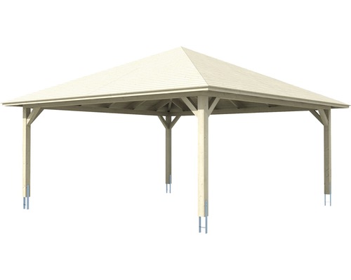 Pavillon de jardin en bois avec toit carré et six poteaux