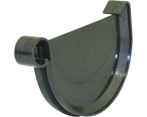 Fond de gouttière Marley plastique semi-circulaire anthracite métallique DN 125 mm Embout de gouttière demi-ronde pour l''évacuation des eaux pluviales
