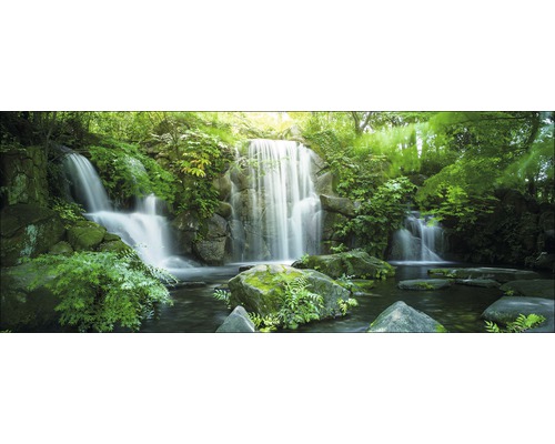 Tableau en verre Waterfall In Paradise 50x125 cm