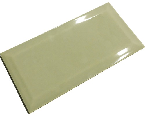 Carrelage mural Metro Biselado gris/vert brillant 10 x 20 cm