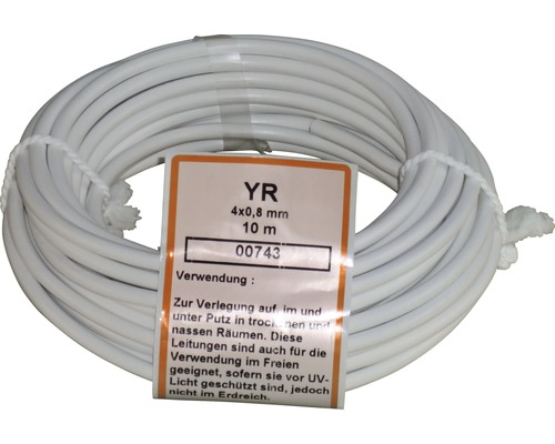 Câble électrique YR 4x0,8 mm, rouleau de 10 mètres
