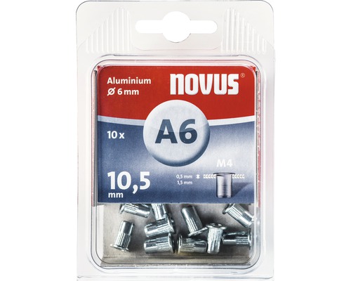 Novus Blindnietmutter M4 Ø6x10,5 mm Nietmutter Aluminium 10er Pack