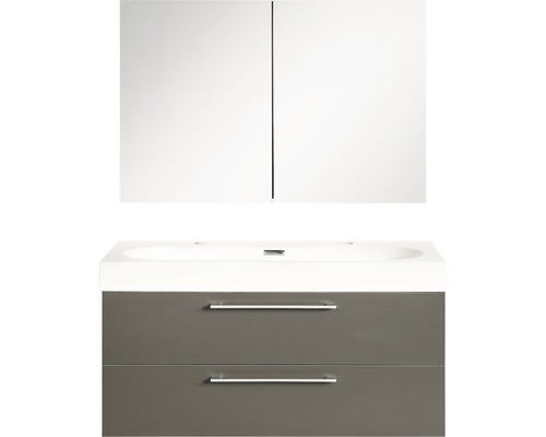 Badmöbel-Set Differnz Somero BxHxT 100 x 120 x 38 cm Frontfarbe anthrazit mit Waschtisch Mineralguss weiß Badmöbel-Set Differnz Somero BxHxT 100 x 120 x 38 cm Frontfarbe anthrazit mit Waschtisch Mineralguss weiß