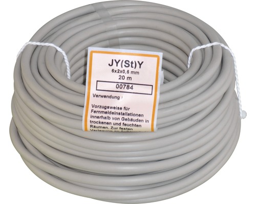 Câble téléphonique JY(St)Y 6x2x0,6 millimètres, couronne de 20 mètres