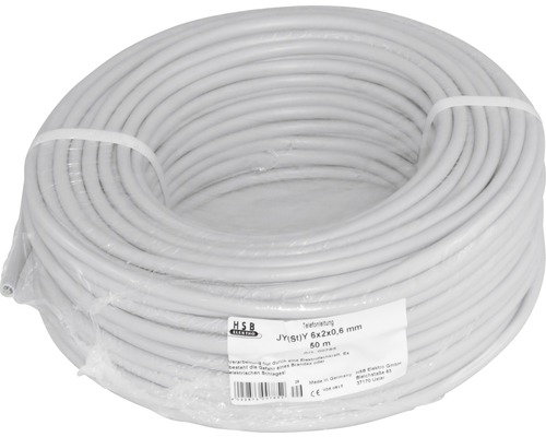 Câble téléphonique JY(St)Y 6x2x0,6 mm, rouleau de 50 mètres