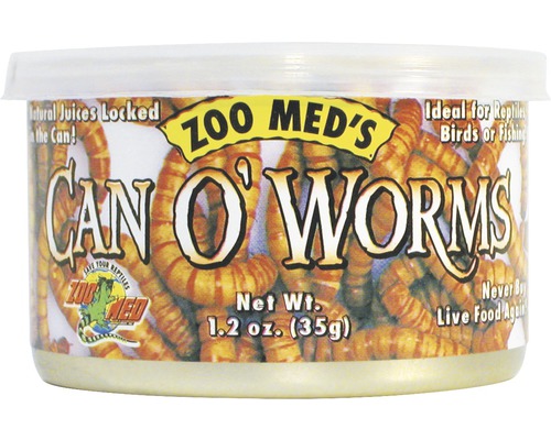 Konservierte Mehlwürmer ZOO MED Can O' Worms (300 worms/can) 35 g Zoo Med Dose mit Würmern für Reptilien, Vögel oder Fische
