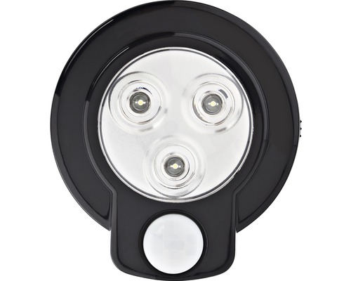 Lampe à LED à piles avec capteur crépusculaire et détecteur de mouvements noire/transparente 97x86 mm