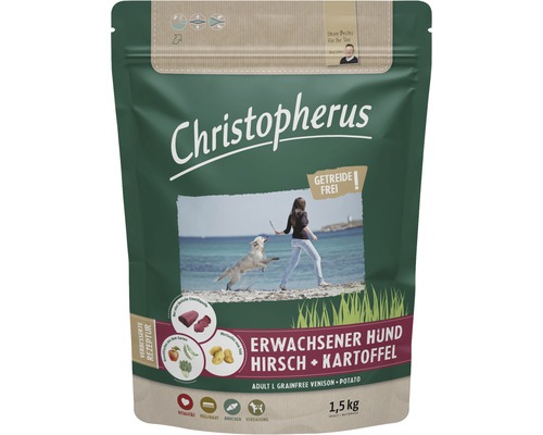 Croquettes pour chiens Christopherus chien adulte cerf et pomme de terre 1,5 kg