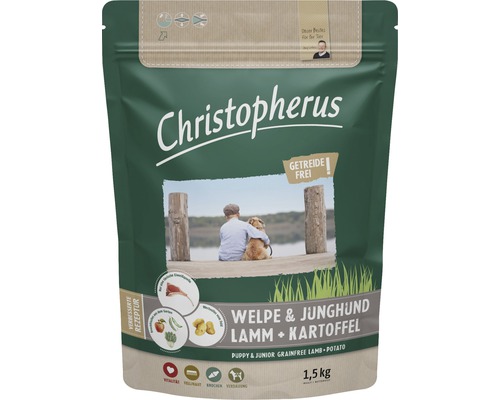 Croquettes pour chiens Christopherus chiot et jeune chien agneau et pomme de terre 1,5 kg