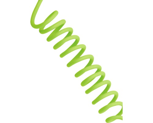 Textilkabel formfähig T03VVT-F 2x0,75 + CU hellgrün 1,5 m Grüne Spiralschlauch Nahaufnahme