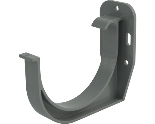 Support de gouttière Marley plastique semi-circulaire gris fenêtre RAL 7040 DN 75 mm Support de gouttière pour la fixation des gouttières au bâtiment