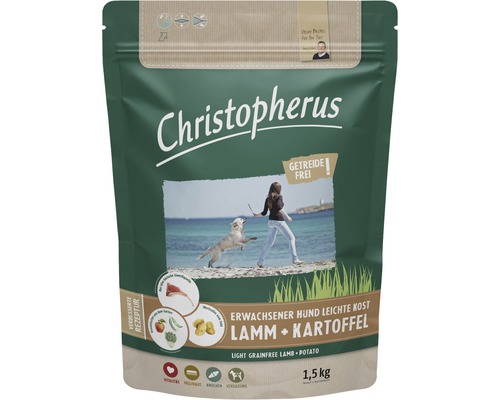 Croquettes pour chiens Christopherus chien adulte facile à digérer agneau et pomme de terre 1,5 kg