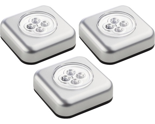 Lampe Touch Light à LED à piles argent 68x68 mm