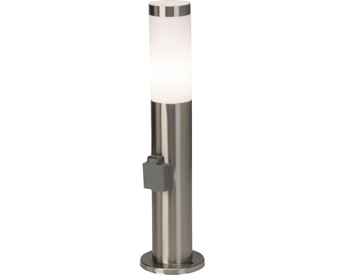 Éclairage socle extérieur avec prise extérieure 1 ampoule H 460 mm Chorus acier inoxydable/satiné