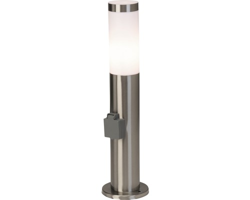 Außensockelleuchte mit Steckdose 1-flammig H 46 cm Chorus edelstahl/satiniert Edelstahllampe für den Aussenbereich mit Lichtsensor