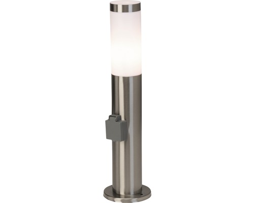 Luminaire extérieur avec prise 1 ampoule H 46 cm Chorus acier inoxydable/satiné