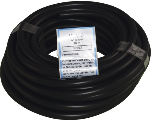 Schwarzes Erdkabel 3x1,5 mm, 10 Meter Ring